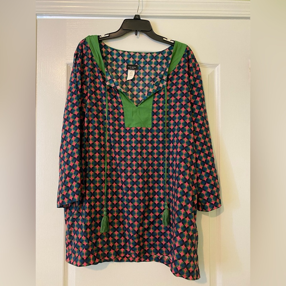 Kate Spade Pink and Blue Geometric beach cover up